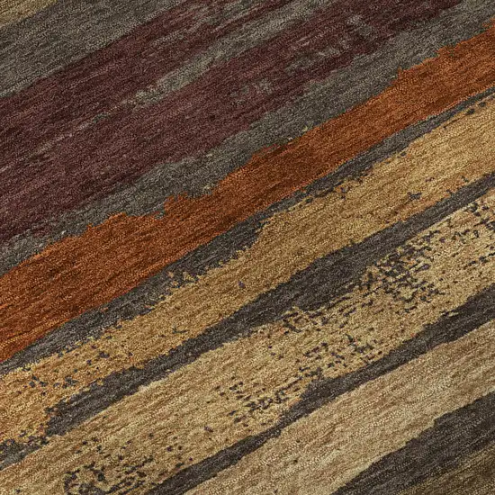 Chocolate Gold And Burgundy Striped Washable Area Rug With UV Protection Photo 9