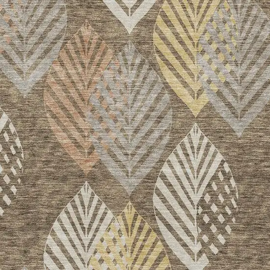 Chocolate Gold And Copper Floral Washable Area Rug With UV Protection Photo 4