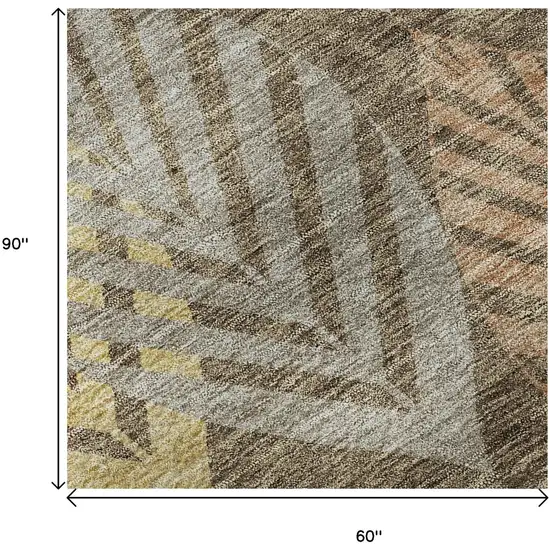 Chocolate Gold And Copper Floral Washable Area Rug With UV Protection Photo 9