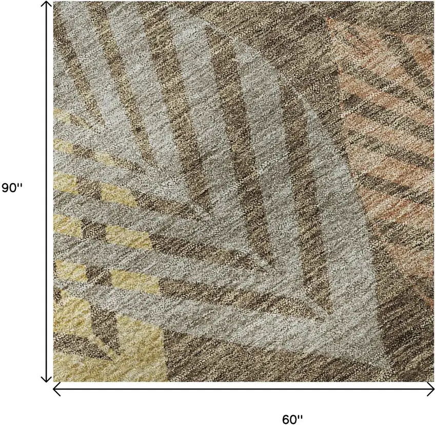 Chocolate Gold And Copper Floral Washable Area Rug With UV Protection Photo 9