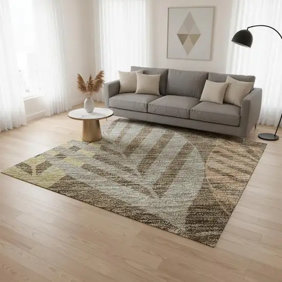 Chocolate Gold And Copper Floral Washable Area Rug With UV Protection Photo 2