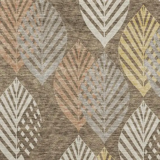 Chocolate Gold And Copper Floral Washable Area Rug With UV Protection Photo 3