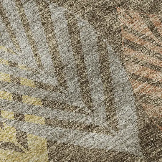 Chocolate Gold And Copper Floral Washable Area Rug With UV Protection Photo 1