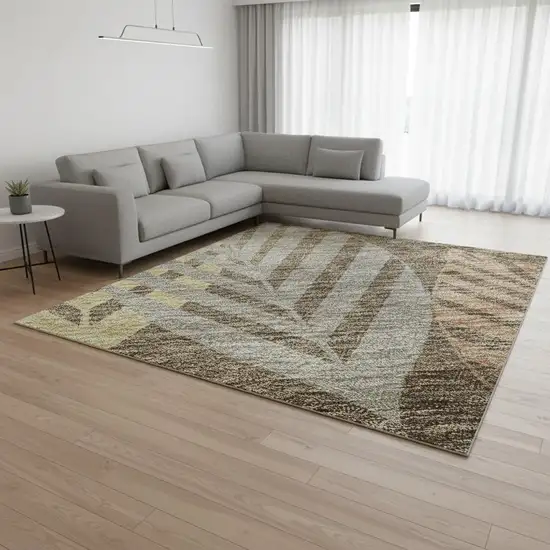 Chocolate Gold And Copper Floral Washable Area Rug With UV Protection Photo 2