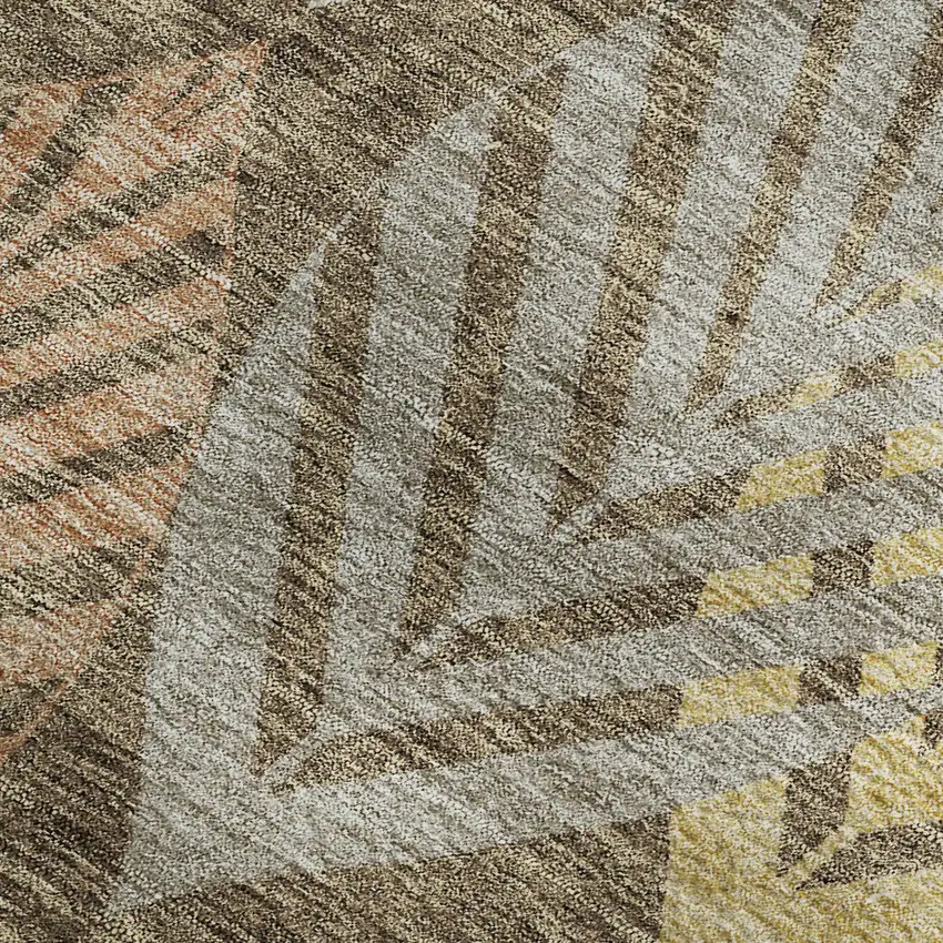 Chocolate Gold And Copper Floral Washable Area Rug With UV Protection Photo 3