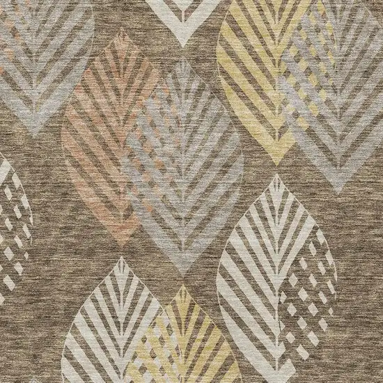 Chocolate Gold And Copper Floral Washable Area Rug With UV Protection Photo 4