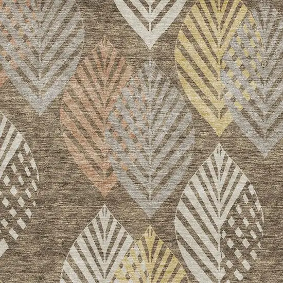 Chocolate Gold And Copper Floral Washable Area Rug With UV Protection Photo 3