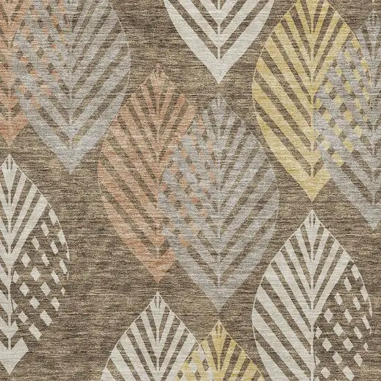 Chocolate Gold And Copper Floral Washable Area Rug With UV Protection Photo 7