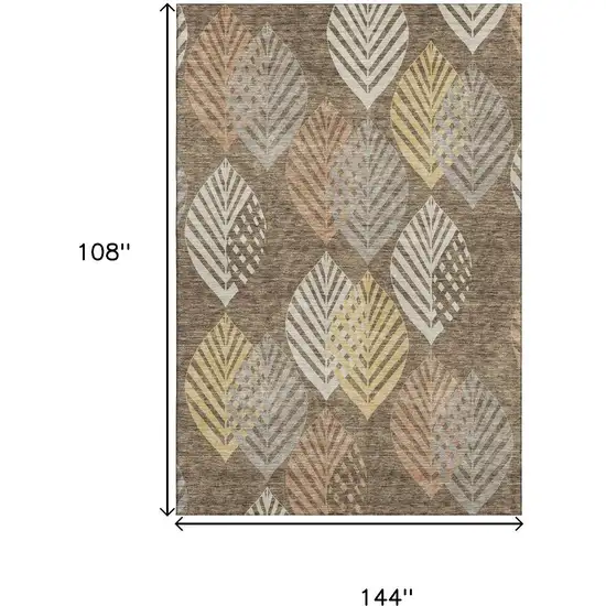 Chocolate Gold And Copper Floral Washable Area Rug With UV Protection Photo 6