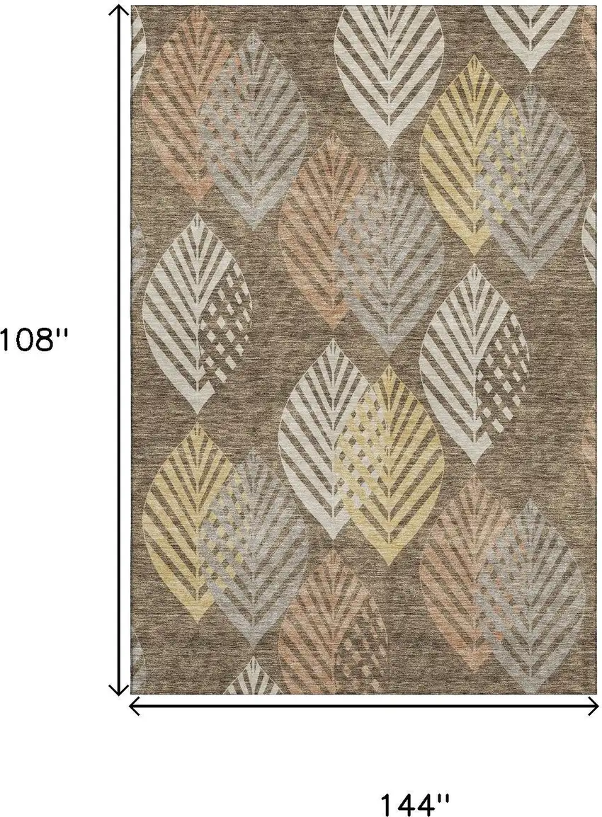 Chocolate Gold And Copper Floral Washable Area Rug With UV Protection Photo 6