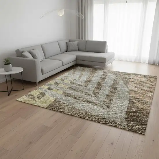 Chocolate Gold And Copper Floral Washable Area Rug With UV Protection Photo 2