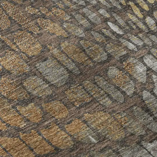 Chocolate Gold And Gray Abstract Geometric Washable Area Rug With UV Protection Photo 9