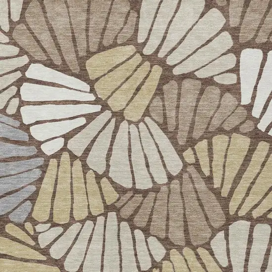 Chocolate Gold And Gray Floral Washable Indoor Outdoor Area Rug Photo 2