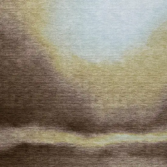 Chocolate Gold And Plum Abstract Washable Indoor Outdoor Area Rug Photo 4