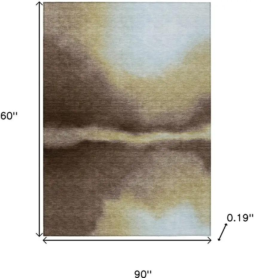 Chocolate Gold And Plum Abstract Washable Indoor Outdoor Area Rug Photo 3