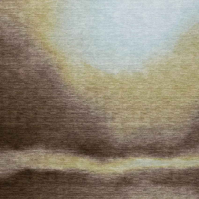 Chocolate Gold And Plum Abstract Washable Indoor Outdoor Area Rug Photo 4