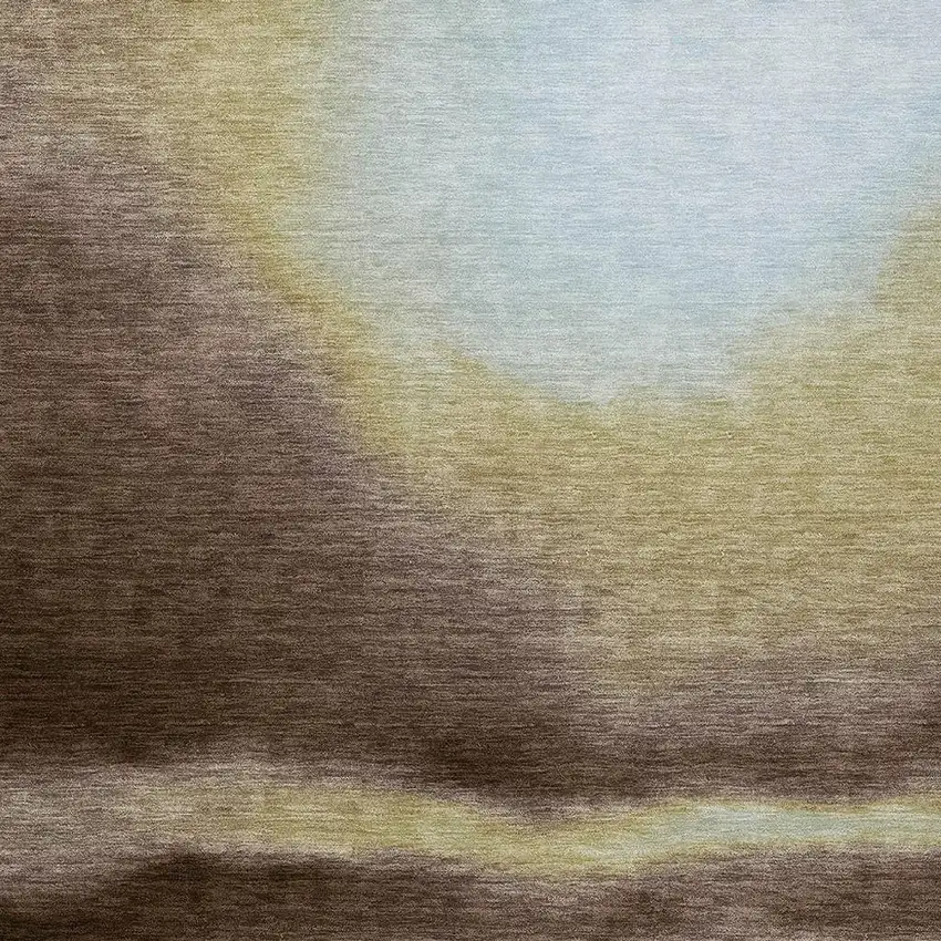 Chocolate Gold And Plum Abstract Washable Indoor Outdoor Area Rug Photo 4