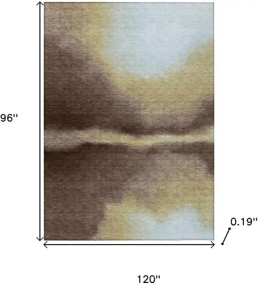 Chocolate Gold And Plum Abstract Washable Indoor Outdoor Area Rug Photo 3