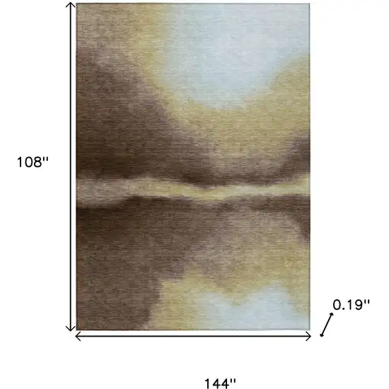 Chocolate Gold And Plum Abstract Washable Indoor Outdoor Area Rug Photo 3