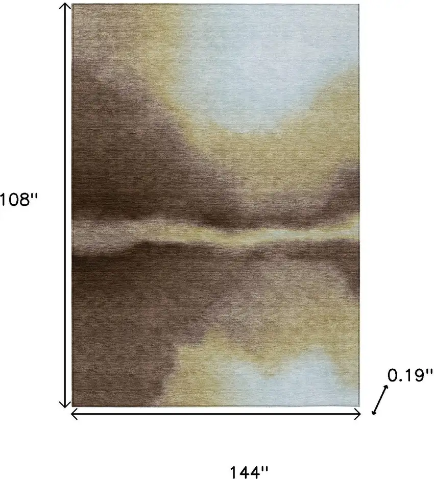 Chocolate Gold And Plum Abstract Washable Indoor Outdoor Area Rug Photo 3