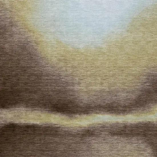 Chocolate Gold And Plum Abstract Washable Indoor Outdoor Area Rug Photo 4