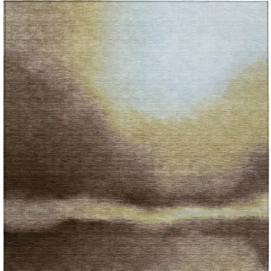 Chocolate Gold And Plum Abstract Washable Indoor Outdoor Area Rug Photo 4