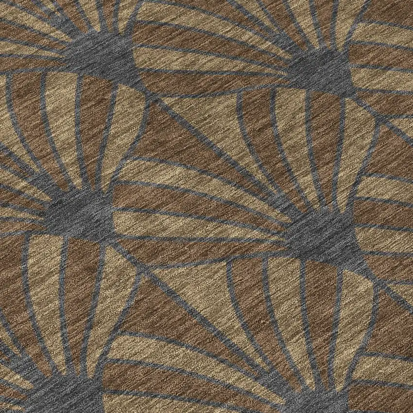 Chocolate Gray And Beige Seashell Washable Indoor Outdoor Area Rug Photo 1