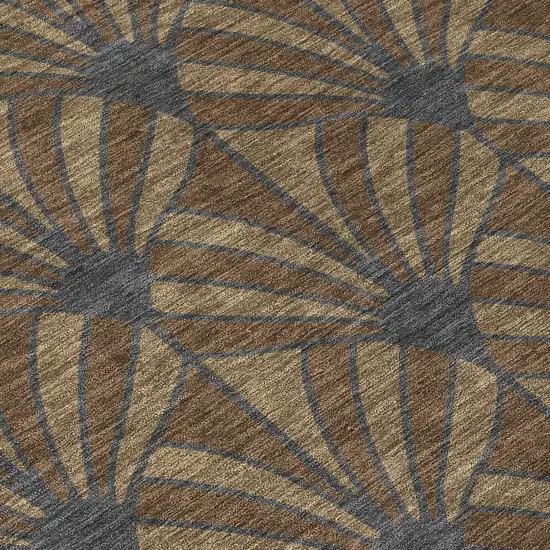 Chocolate Gray And Beige Seashell Washable Indoor Outdoor Area Rug Photo 1