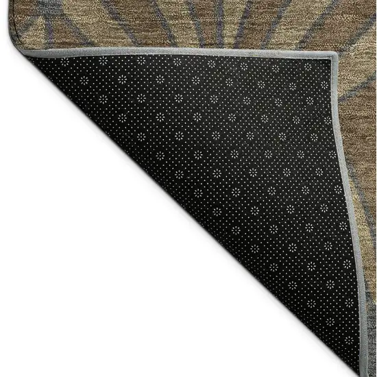 Chocolate Gray And Beige Seashell Washable Indoor Outdoor Area Rug Photo 5