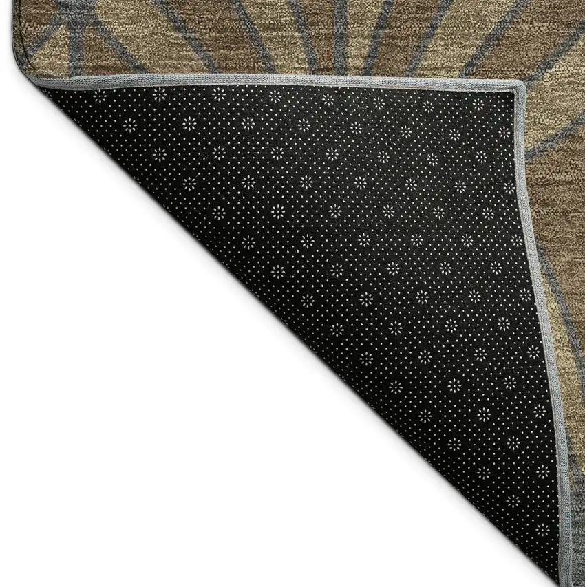 Chocolate Gray And Beige Seashell Washable Indoor Outdoor Area Rug Photo 5