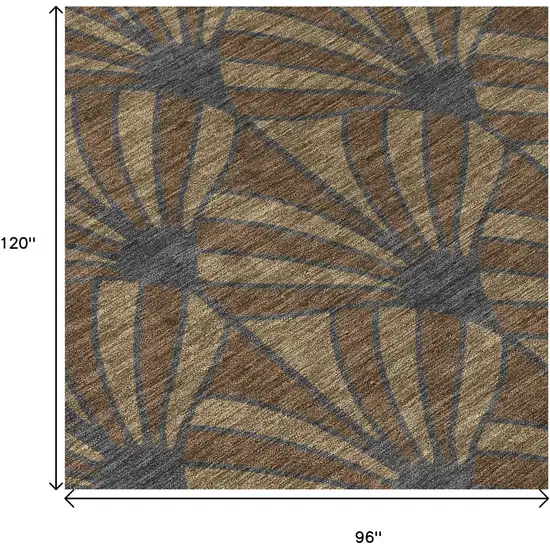 Chocolate Gray And Beige Seashell Washable Indoor Outdoor Area Rug Photo 7