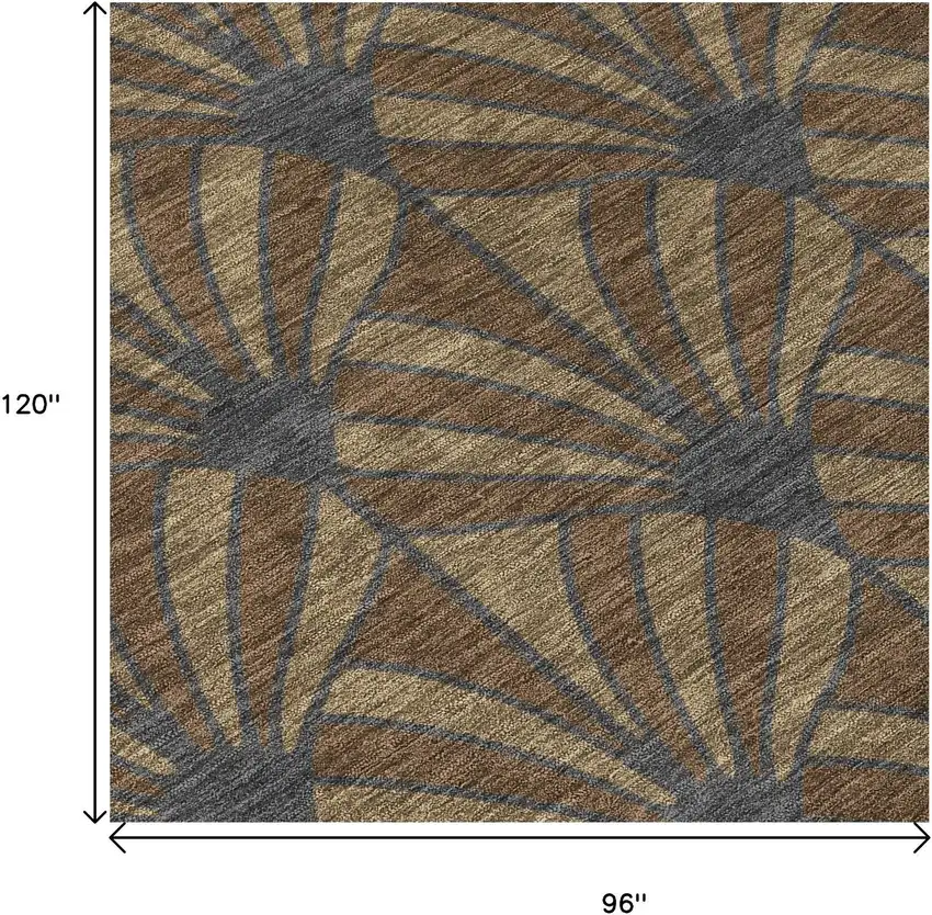 Chocolate Gray And Beige Seashell Washable Indoor Outdoor Area Rug Photo 7