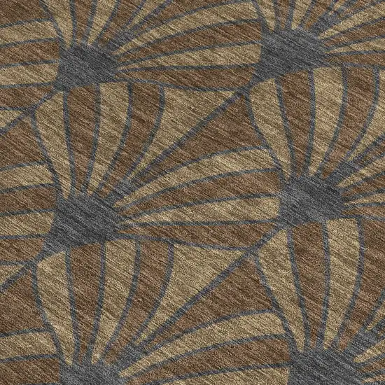 Chocolate Gray And Beige Seashell Washable Indoor Outdoor Area Rug Photo 2