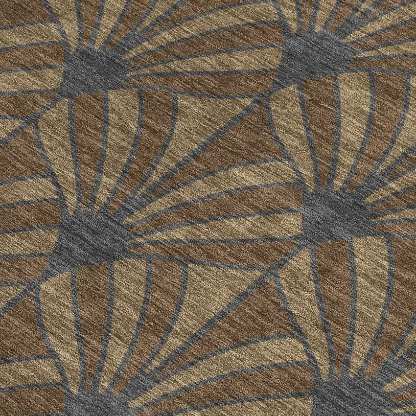 Chocolate Gray And Beige Seashell Washable Indoor Outdoor Area Rug Photo 2