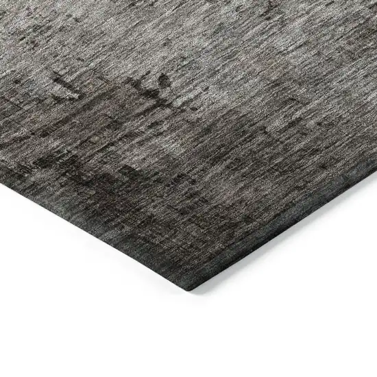Chocolate Gray And Blue Abstract Washable Indoor Outdoor Area Rug Photo 5