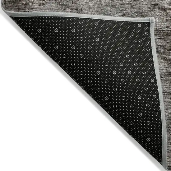 Chocolate Gray And Blue Abstract Washable Indoor Outdoor Area Rug Photo 4