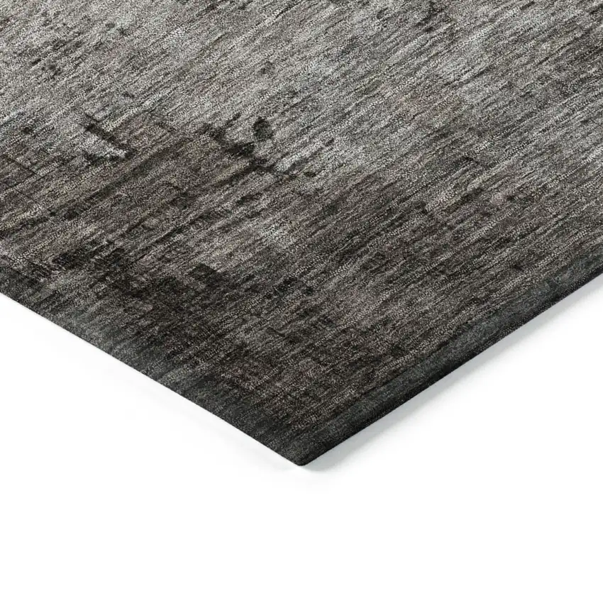 Chocolate Gray And Blue Abstract Washable Indoor Outdoor Area Rug Photo 4