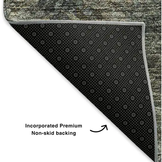 Chocolate Gray And Charcoal Abstract Washable Area Rug With UV Protection Photo 8