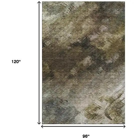 Chocolate Gray And Charcoal Abstract Washable Area Rug With UV Protection Photo 7