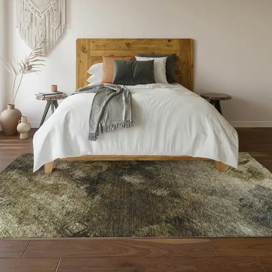 Chocolate Gray And Charcoal Abstract Washable Area Rug With UV Protection Photo 6