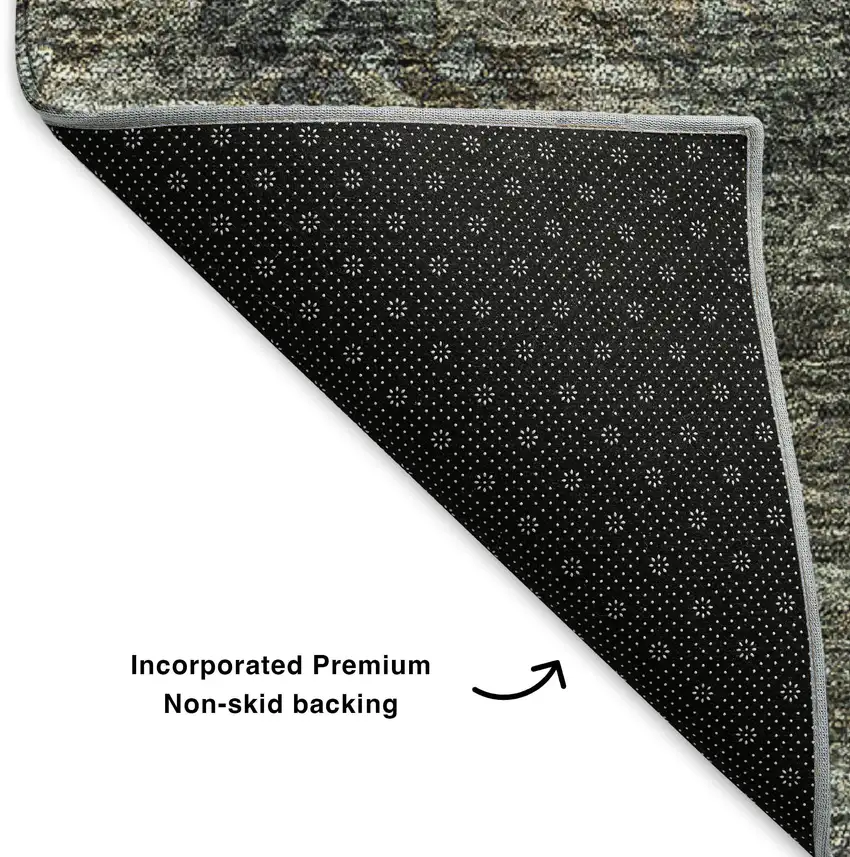 Chocolate Gray And Charcoal Abstract Washable Area Rug With UV Protection Photo 9