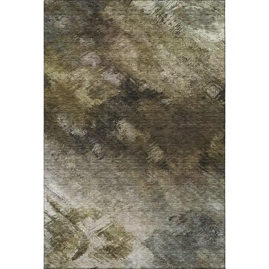 Chocolate Gray And Charcoal Abstract Washable Area Rug With UV Protection Photo 5