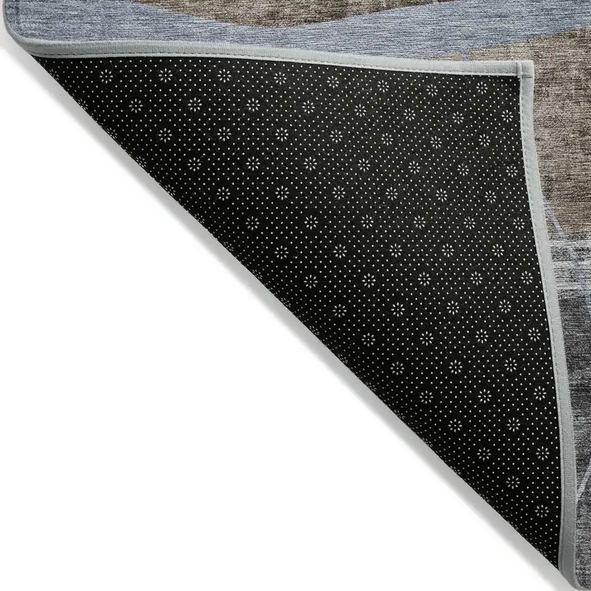 Chocolate Gray And Charcoal Abstract Washable Indoor Outdoor Area Rug Photo 6