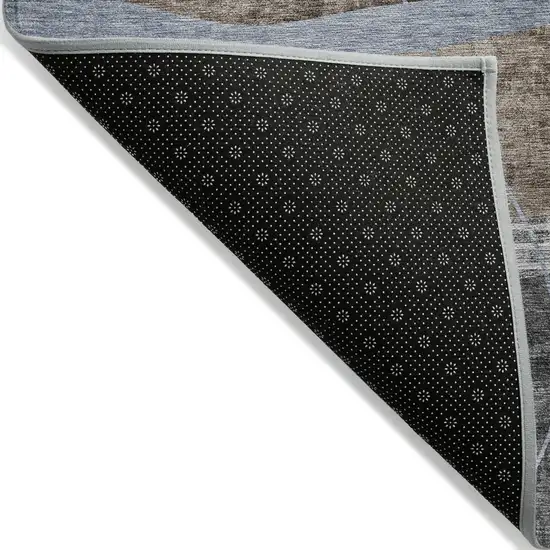 Chocolate Gray And Charcoal Abstract Washable Indoor Outdoor Area Rug Photo 6