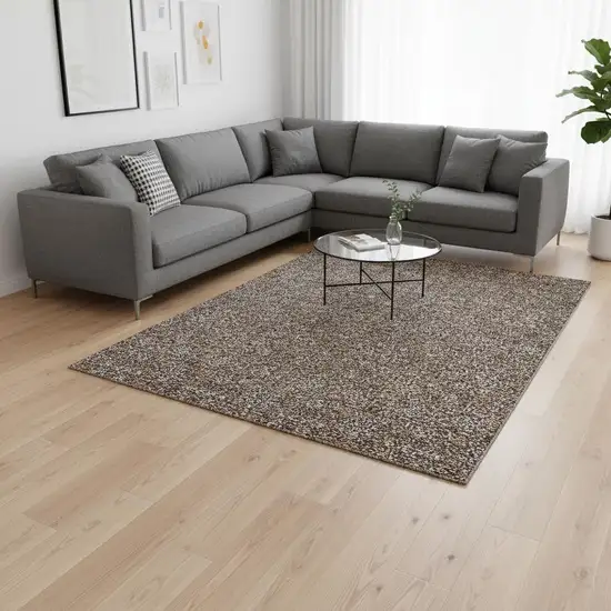 Chocolate Gray And Charcoal Floral Washable Area Rug With UV Protection Photo 1