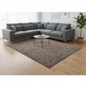 Photo of Chocolate Gray And Charcoal Floral Washable Area Rug With UV Protection