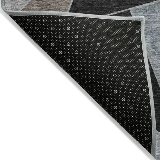 Chocolate Gray And Charcoal Geometric Washable Indoor Outdoor Area Rug Photo 4