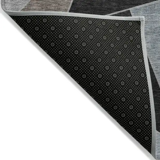 Chocolate Gray And Charcoal Geometric Washable Indoor Outdoor Area Rug Photo 3
