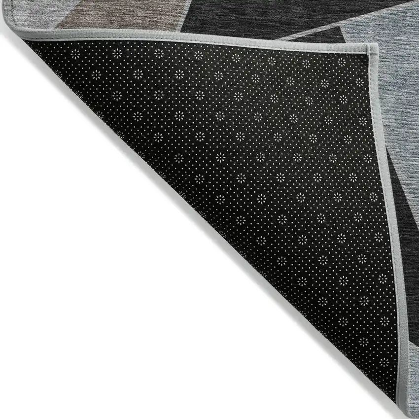 Chocolate Gray And Charcoal Geometric Washable Indoor Outdoor Area Rug Photo 3