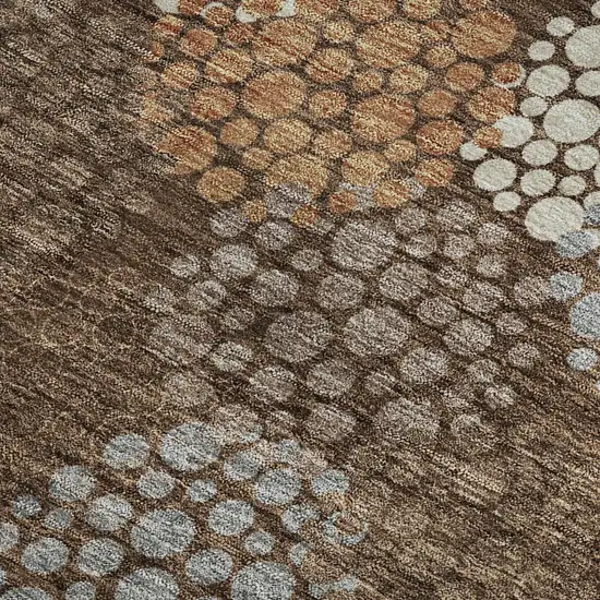 Chocolate Gray And Copper Polka Dot Washable Area Rug With UV Protection Photo 4